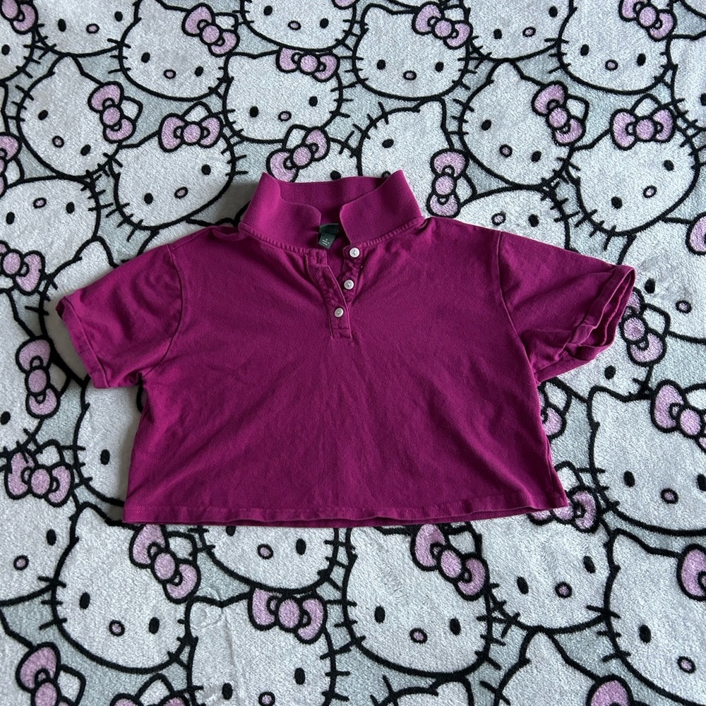Purple Polo Crop - Picture 1 of 2
